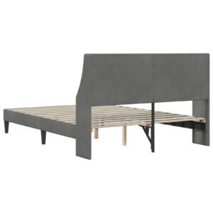 Bed Frame with Headboard Dark Grey 153 x 203 cm Velvet