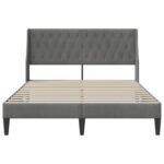Bed Frame with Headboard Dark Grey 153 x 203 cm Velvet