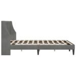 Bed Frame with Headboard Dark Grey 153 x 203 cm Velvet