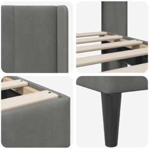 Bed Frame with Headboard Dark Grey 137 x 190 cm Velvet