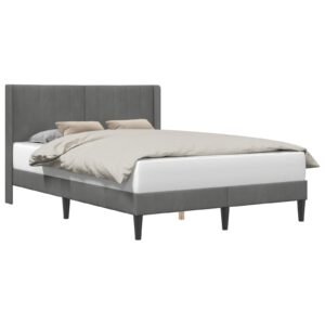 Bed Frame with Headboard Dark Grey 153 x 203 cm Velvet