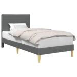 Bed Frame with Headboard Dark Grey 107 x 203 cm Fabric