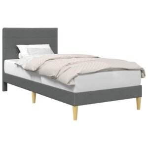 Bed Frame with Headboard Dark Grey 107 x 203 cm Fabric