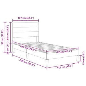 Bed Frame with Headboard Dark Grey 107 x 203 cm Fabric