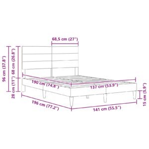 Bed Frame with Headboard Dark Grey 137 x 190 cm Fabric