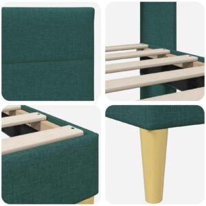 Bed Frame with Headboard Dark Grey 153 x 203 cm Fabric