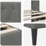 Bed Frame with Headboard Dark Grey 107 x 203 cm Velvet