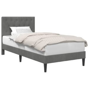 Bed Frame with Headboard Dark Grey 107 x 203 cm Velvet