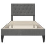 Bed Frame with Headboard Dark Grey 107 x 203 cm Velvet