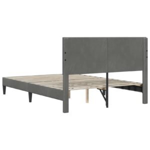Bed Frame with Headboard Dark Grey 137 x 190 cm Velvet