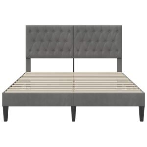 Bed Frame with Headboard Dark Grey 137 x 190 cm Velvet