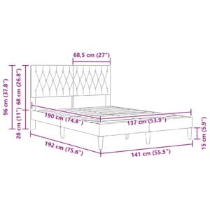 Bed Frame with Headboard Dark Grey 137 x 190 cm Velvet