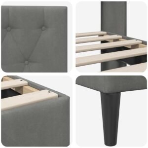 Bed Frame with Headboard Dark Grey 153 x 203 cm Velvet