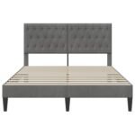 Bed Frame with Headboard Dark Grey 153 x 203 cm Velvet
