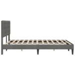 Bed Frame with Headboard Dark Grey 153 x 203 cm Velvet