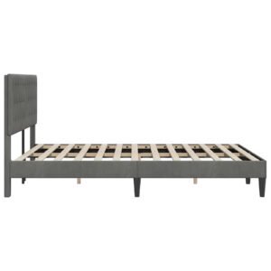 Bed Frame with Headboard Dark Grey 153 x 203 cm Velvet