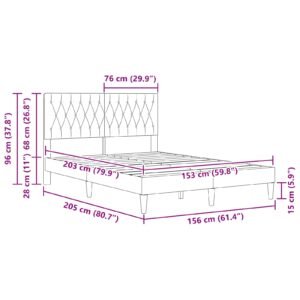 Bed Frame with Headboard Dark Grey 153 x 203 cm Velvet