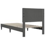 Bed Frame with Headboard Dark Grey 90 x 190 cm Corduroy Fabric