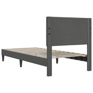 Bed Frame with Headboard Dark Grey 90 x 190 cm Corduroy Fabric