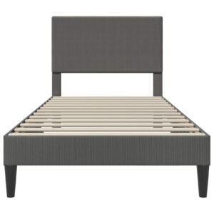 Bed Frame with Headboard Dark Grey 90 x 190 cm Corduroy Fabric