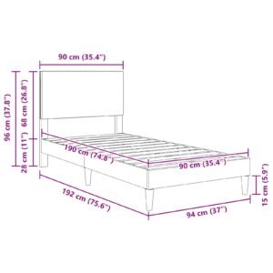 Bed Frame with Headboard Dark Grey 90 x 190 cm Corduroy Fabric