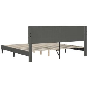 Bed Frame with Headboard Dark Grey 180 x 200 cm Corduroy Fabric