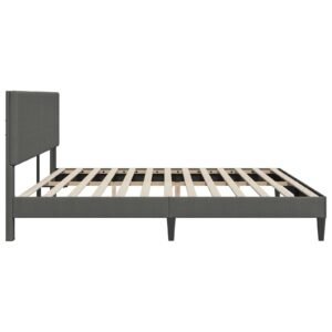 Bed Frame with Headboard Dark Grey 180 x 200 cm Corduroy Fabric