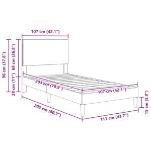 Bed Frame with Headboard Dark Grey 107 x 203 cm Corduroy Fabric