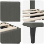 Bed Frame with Headboard Dark Grey 137 x 190 cm Corduroy Fabric
