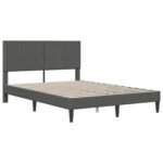 Bed Frame with Headboard Dark Grey 137 x 190 cm Corduroy Fabric