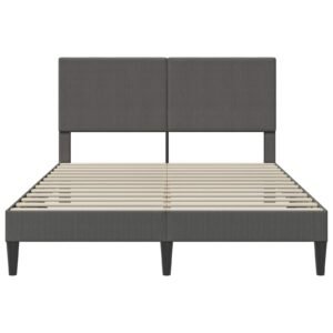 Bed Frame with Headboard Dark Grey 137 x 190 cm Corduroy Fabric