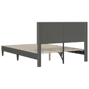 Bed Frame with Headboard Dark Grey 153 x 203 cm Corduroy Fabric