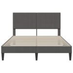 Bed Frame with Headboard Dark Grey 153 x 203 cm Corduroy Fabric