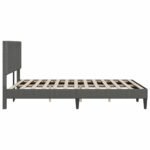 Bed Frame with Headboard Dark Grey 153 x 203 cm Corduroy Fabric