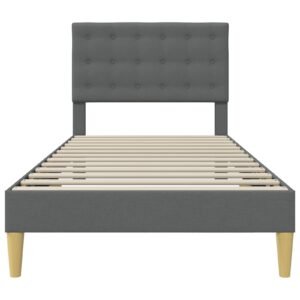 Bed Frame with Headboard Dark Grey 90 x 190 cm Fabric