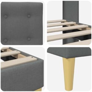 Bed Frame with Headboard Dark Grey 180 x 200 cm Fabric