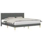 Bed Frame with Headboard Dark Grey 180 x 200 cm Fabric