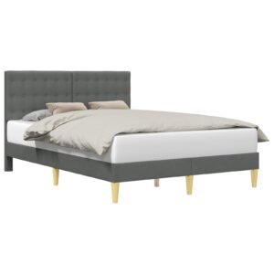 Bed Frame with Headboard Dark Grey 153 x 203 cm Fabric