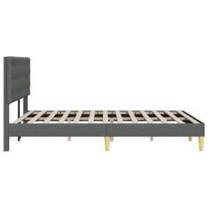Bed Frame with Headboard Dark Grey 153 x 203 cm Fabric