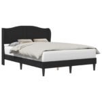 Bed Frame with Headboard Black 137 x 190 cm Faux Leather