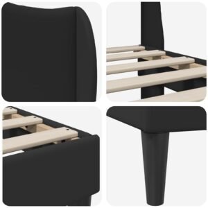 Bed Frame with Headboard Black 152 x 203 cm Faux Leather