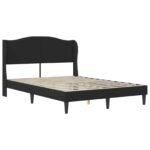 Bed Frame with Headboard Black 152 x 203 cm Faux Leather