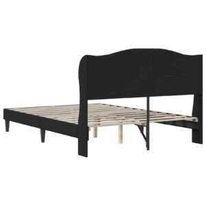 Bed Frame with Headboard Black 152 x 203 cm Faux Leather