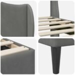 Bed Frame with Headboard Dark Grey 107 x 203 cm Velvet