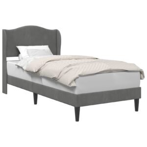 Bed Frame with Headboard Dark Grey 107 x 203 cm Velvet