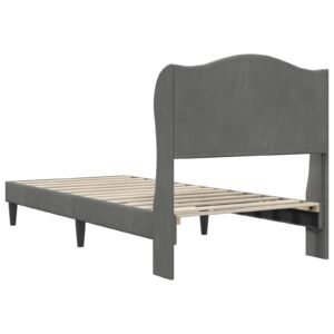 Bed Frame with Headboard Dark Grey 107 x 203 cm Velvet