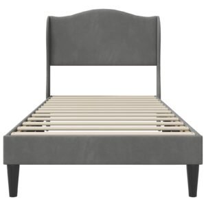 Bed Frame with Headboard Dark Grey 107 x 203 cm Velvet