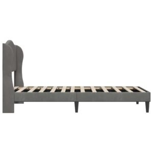 Bed Frame with Headboard Dark Grey 107 x 203 cm Velvet