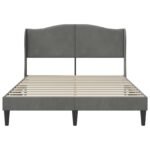 Bed Frame with Headboard Dark Grey 137 x 190 cm Velvet