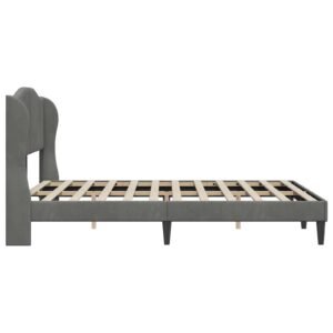 Bed Frame with Headboard Dark Grey 137 x 190 cm Velvet